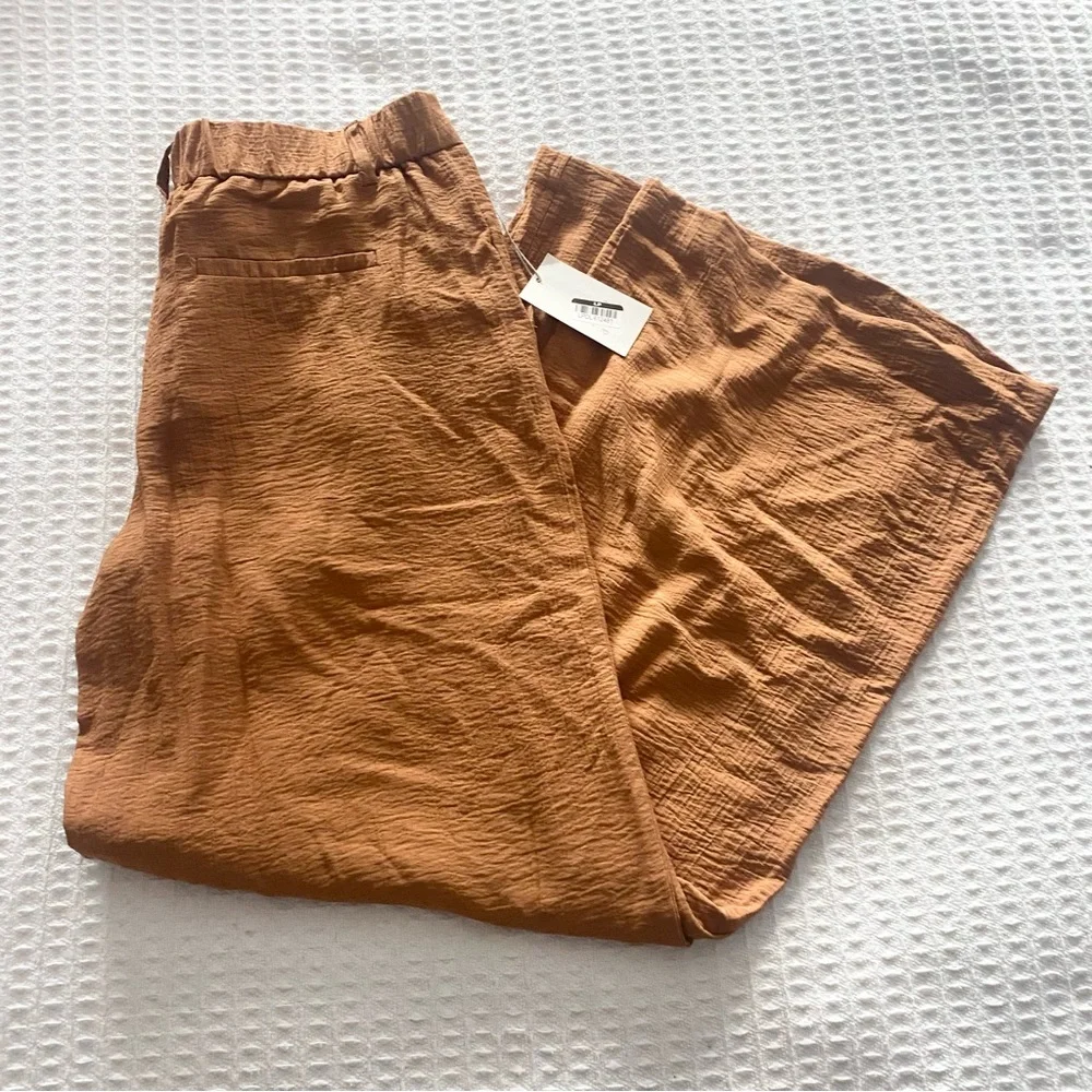 A new day copper crinkle Wide-Leg Pants size 10 NWT - Picture 2 of 6